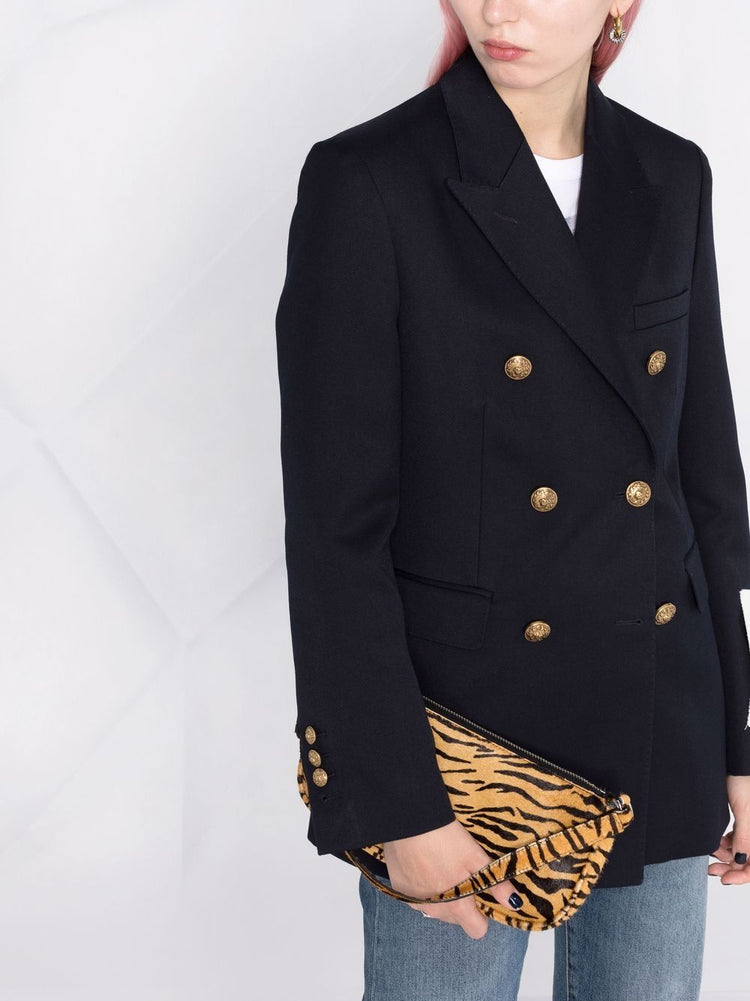 GOLDEN W'S DOUBLE BREASTED BLAZER COMPACT GABARDINE WOOL