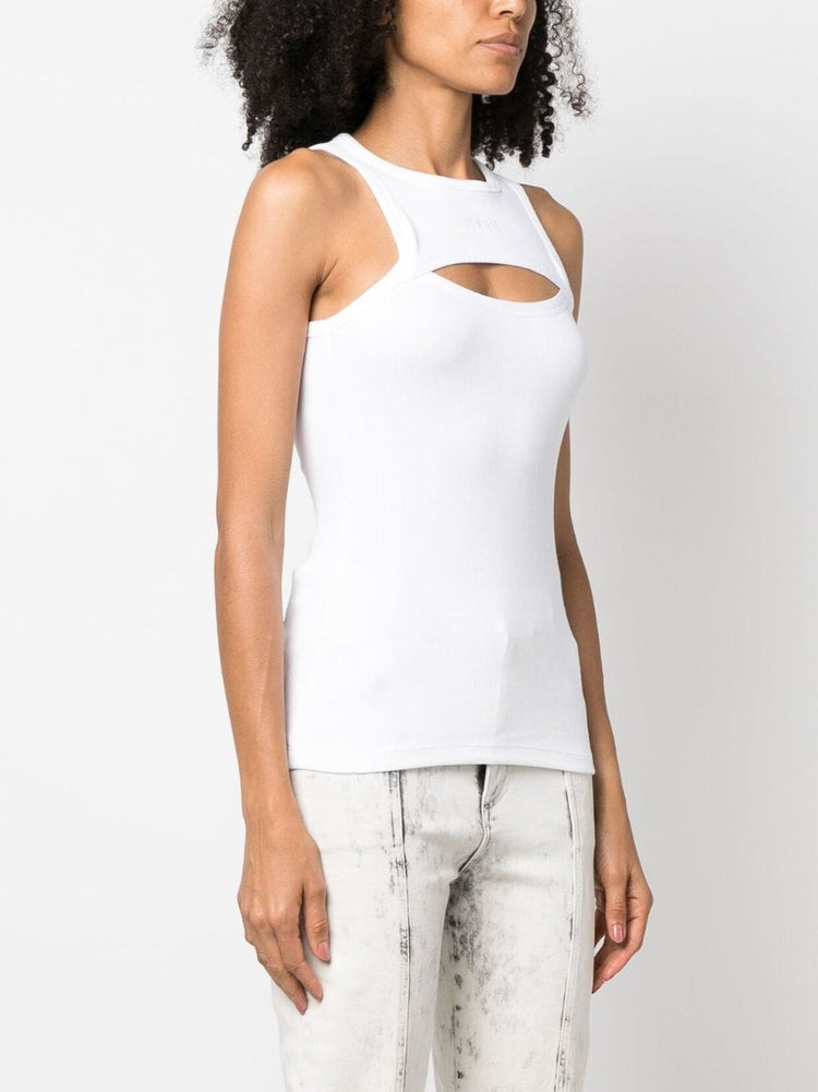 MSGM cut-out fine-ribbed tank top