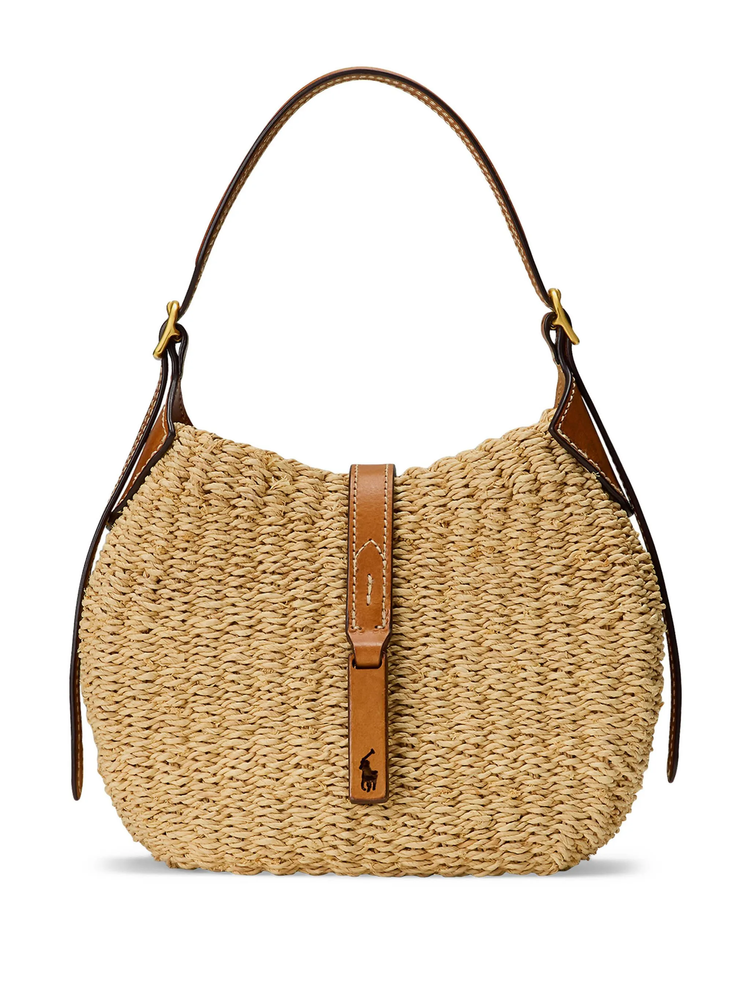 Polo ID raffia shoulder bag