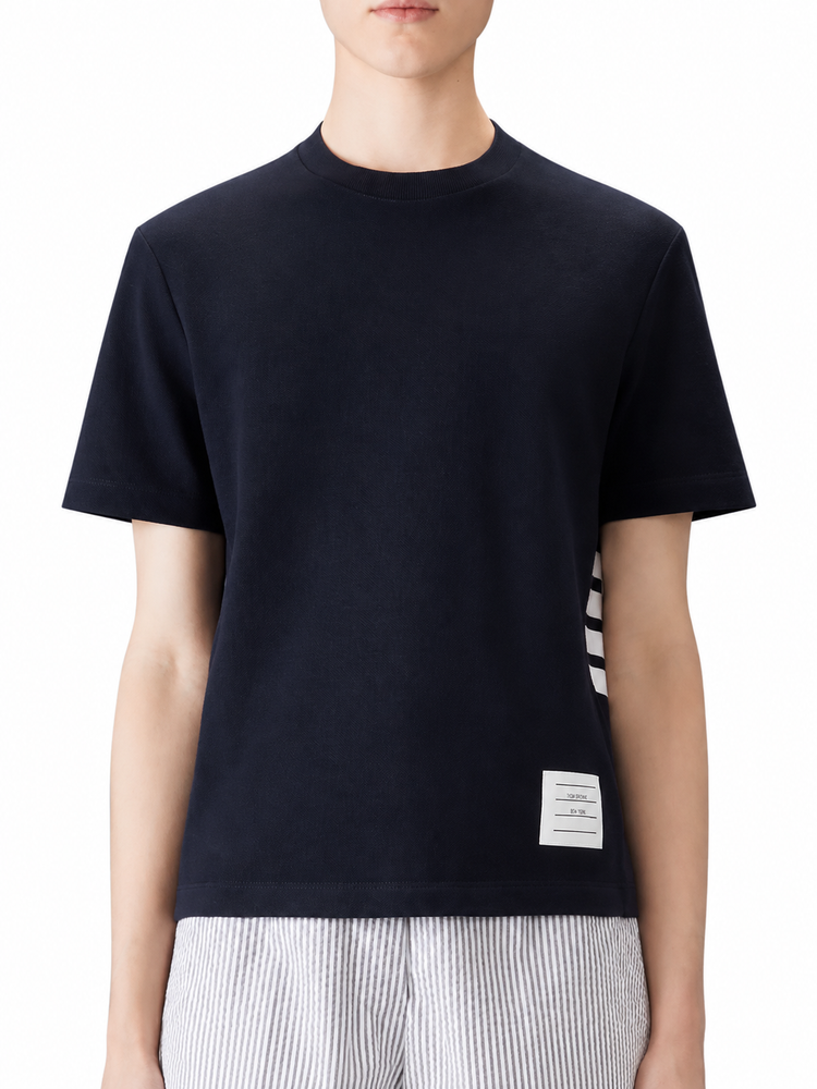 SHORT SLEEVE TEE W/ ENGINEERED 4 BAR STRIPE IN CLASSIC PIQUE