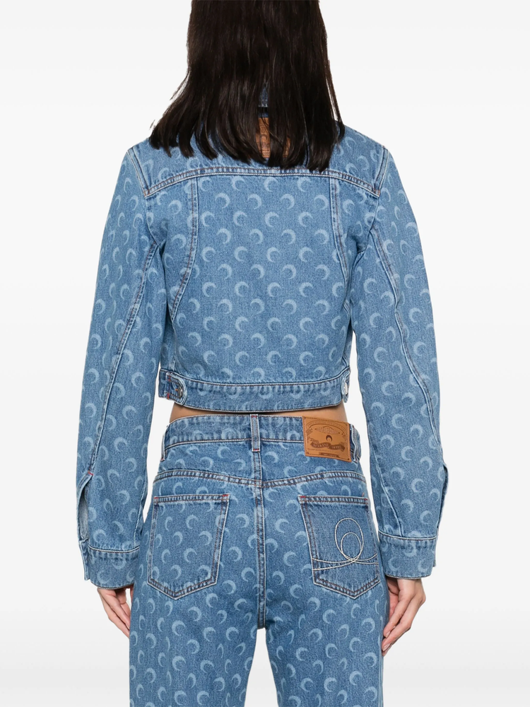 Crescent-Moon-print denim jacket