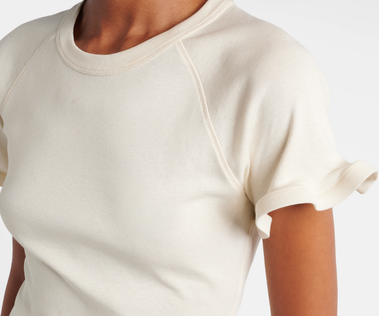 FRILLED HEM RIB T-SHIRT
