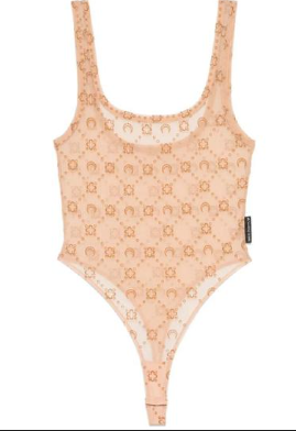 MOONOGRAM MESH FLOCK SQUARENECK BODYSUIT