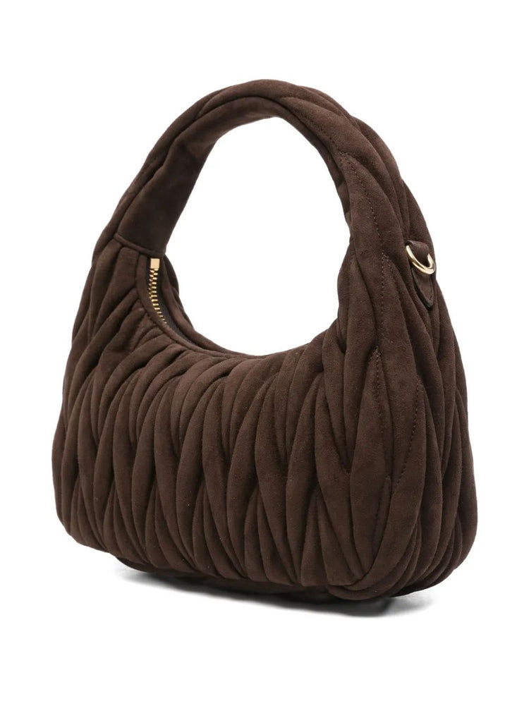 Wander matelassé suede hobo bag