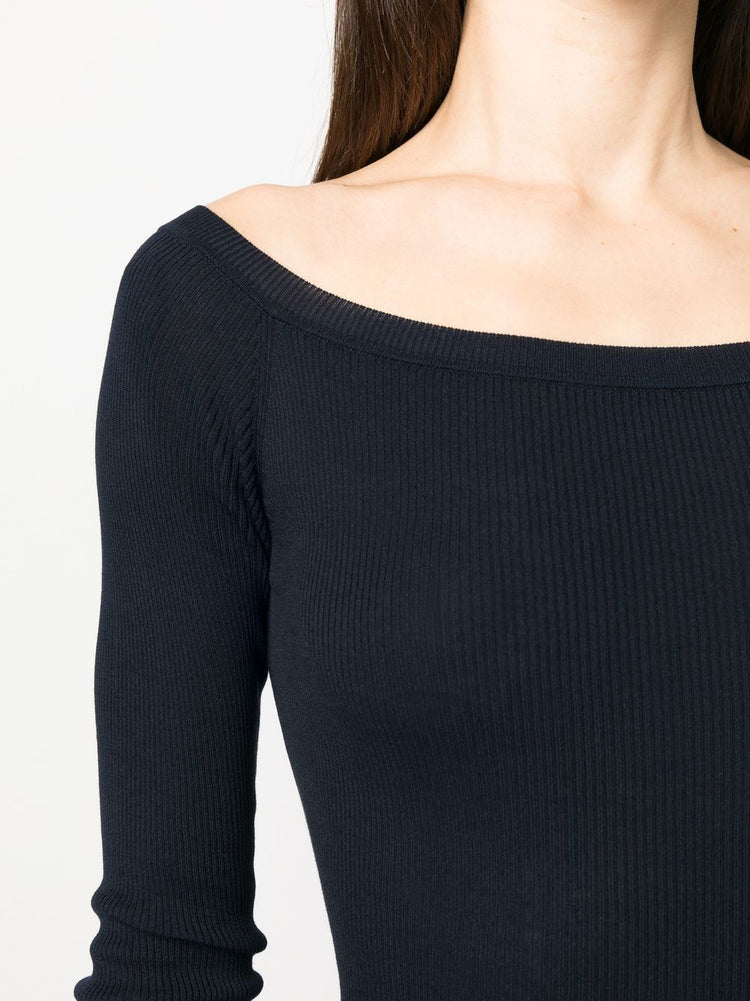 fine ribbed off-shoulder top