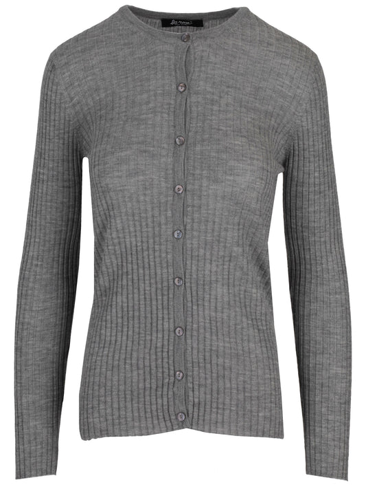 La Rose cash/silk ribs r-neck cardigan