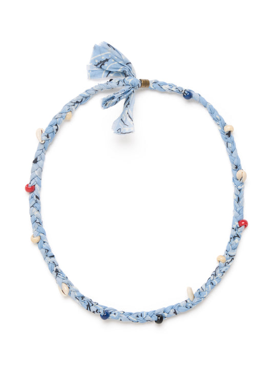 BANDANA & COWRIE SHELL NECKLA RED MULTIC