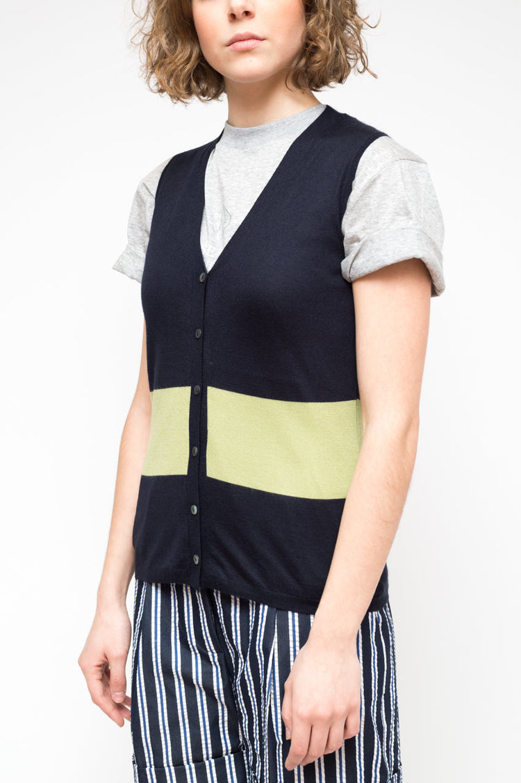 LA ROSE gilet cardigan Blue+Green