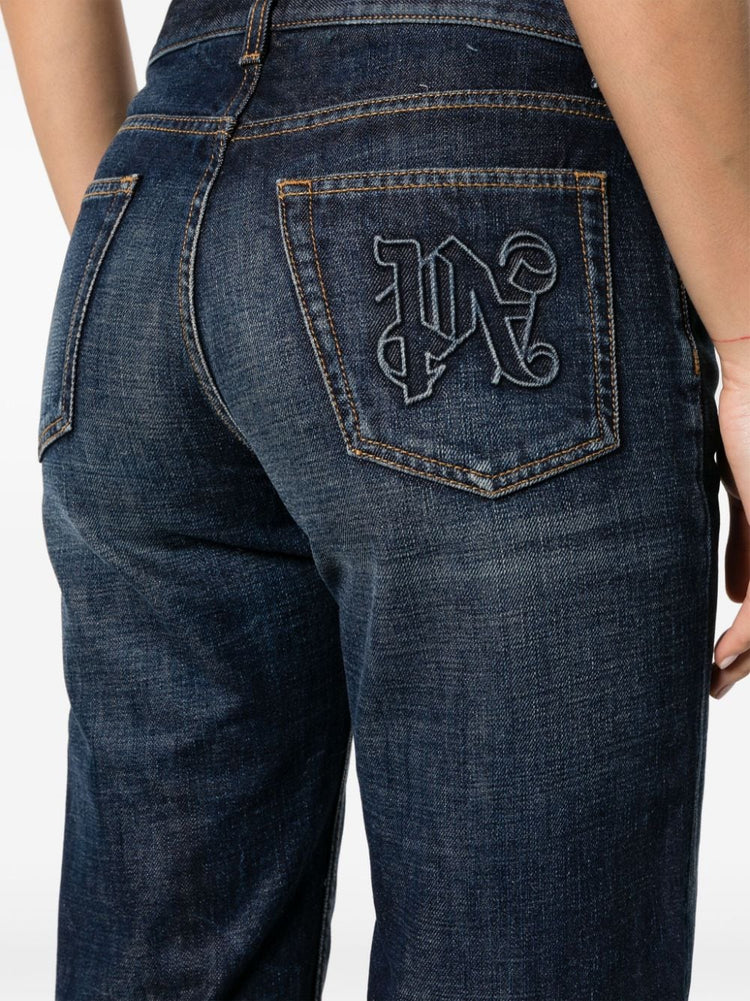 logo-embroidered straight-leg jeans