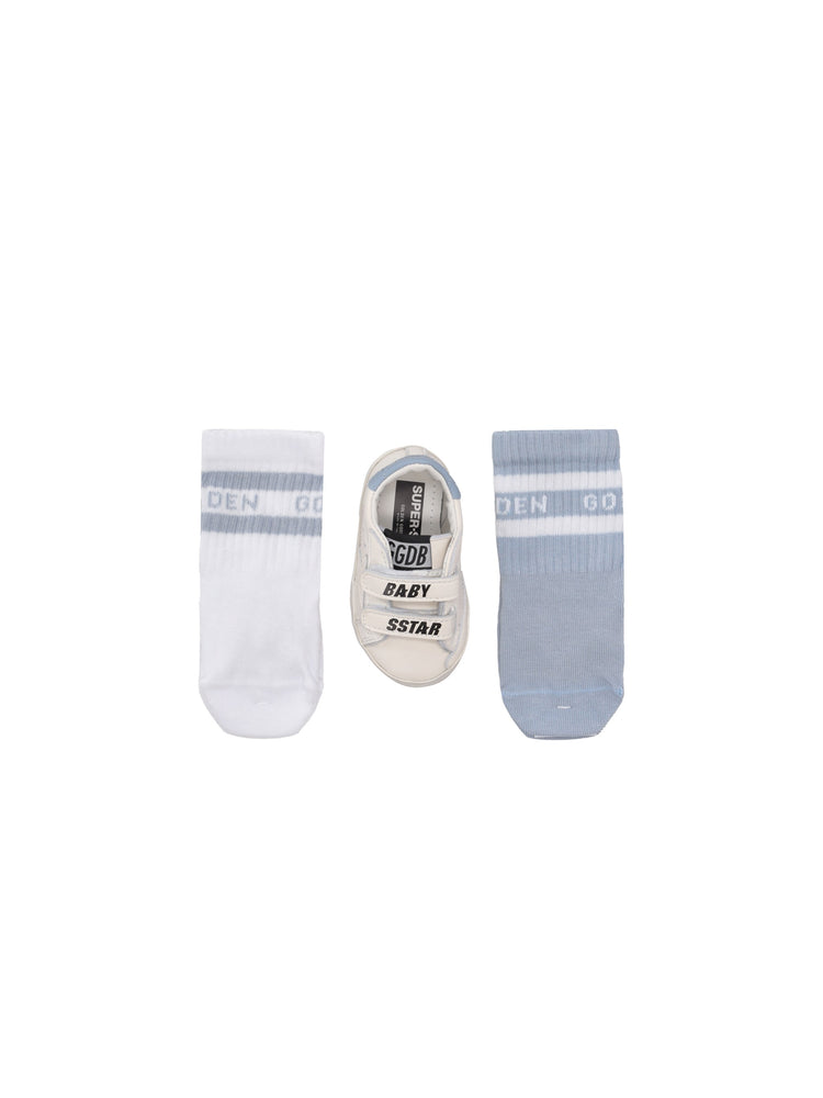 BABY SCHOOL SET NAPPA UPPER STRIPES AND STAR LEATHER HEEL