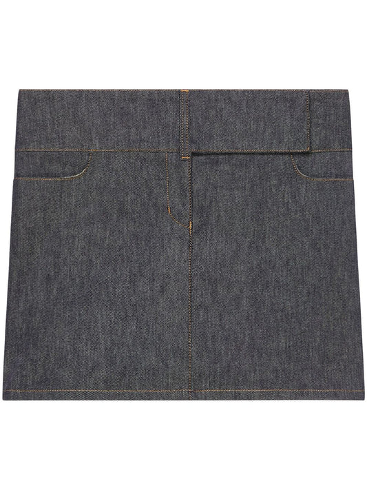 belted denim mini skirt