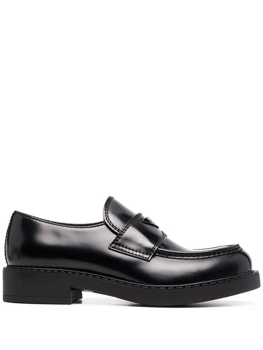 brushed leather loafers