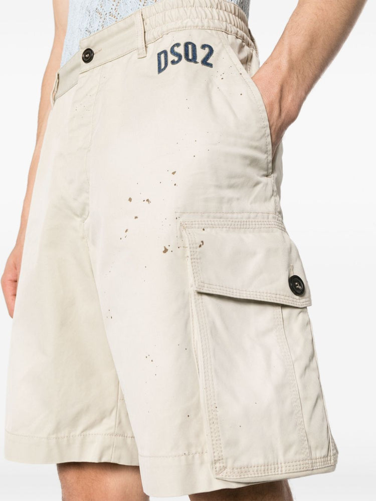 paint splatter-detail cargo shorts