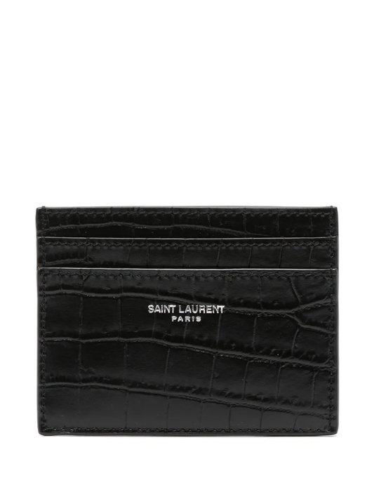 crocodile-embossed leather cardholder