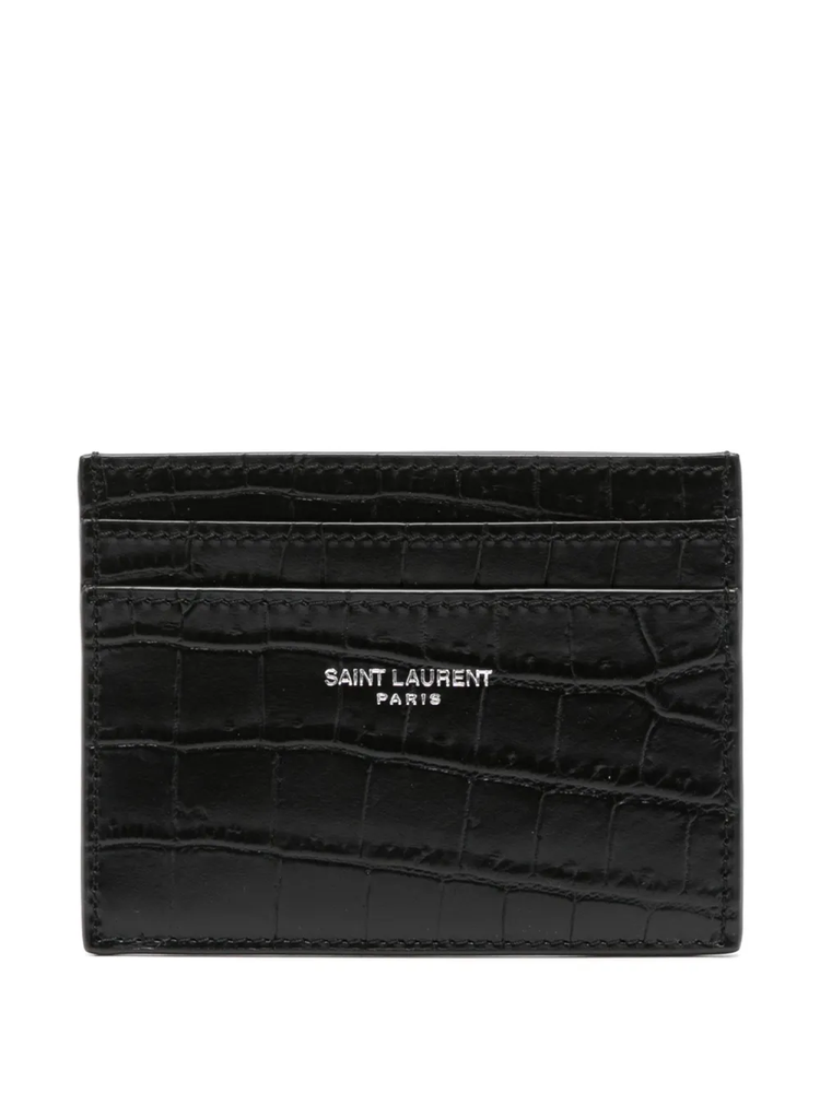 crocodile-embossed leather cardholder