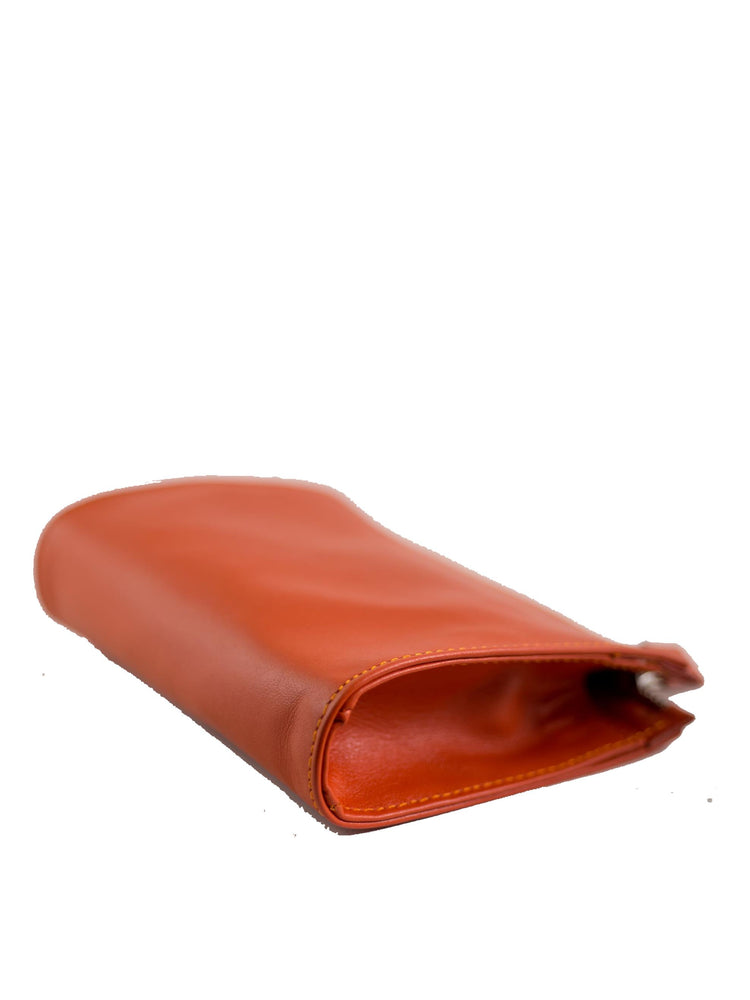 minimal leather make-up bag