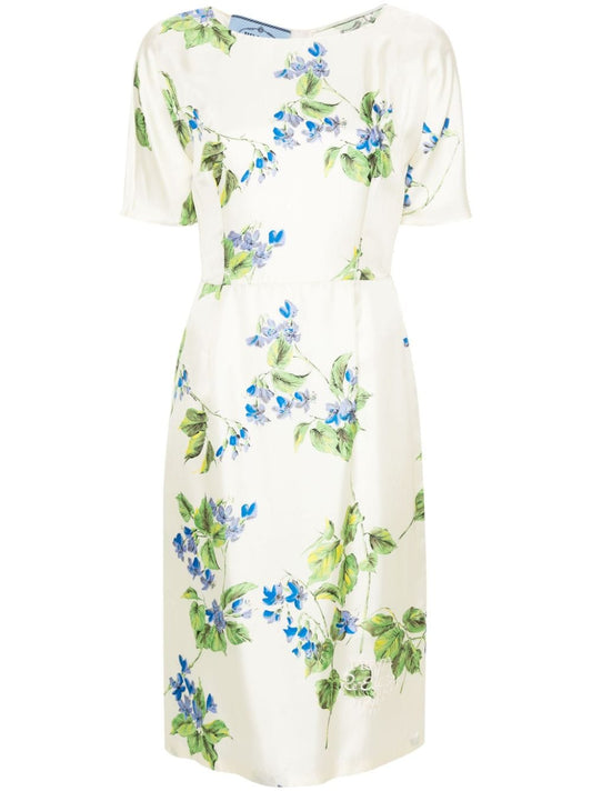 floral-print twill dress