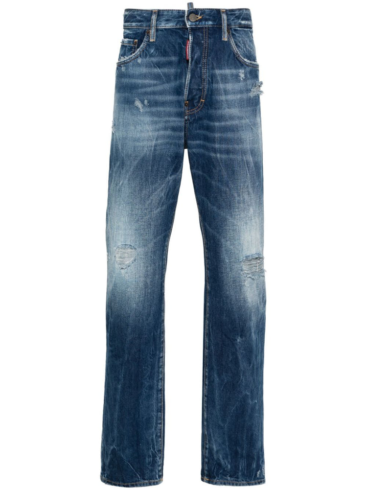 642 distressed straight-leg jeans