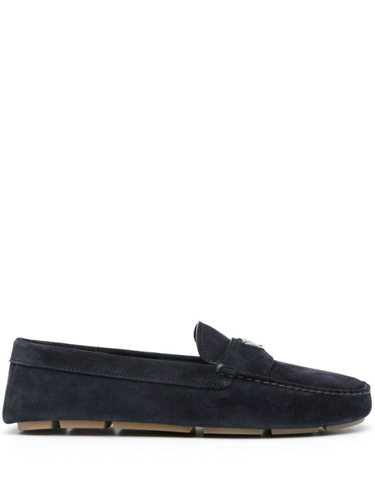 triangle-logo suede loafers