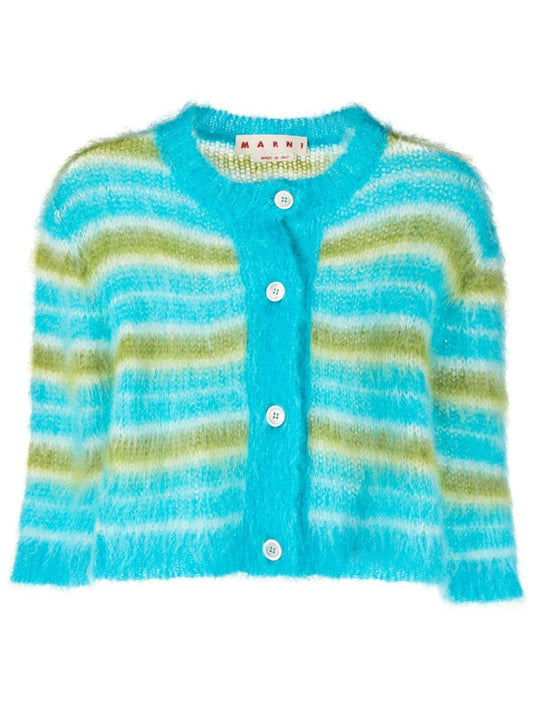 brushed striped cardigan