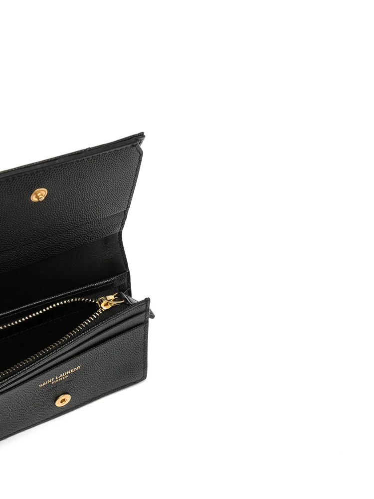 YSL pebbled logo plaque cardholder