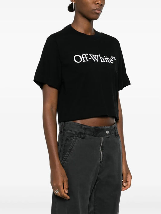 BIG LOGO BOOKISH CROP TEE WHITE BLACK