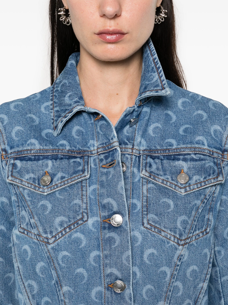 Crescent-Moon-print denim jacket