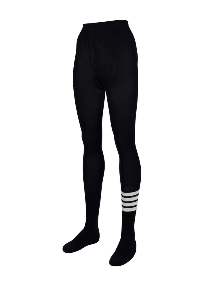 OPAQUE RIB TIGHTS W/ 4 BAR IN FINE MERINO WOOL