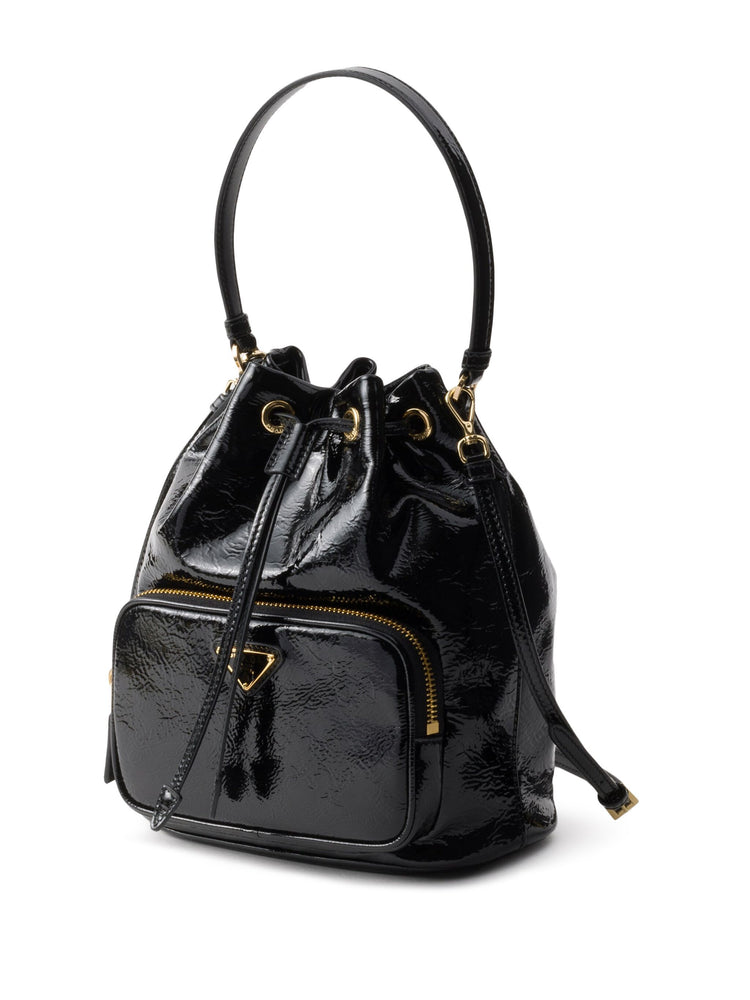 Duet patent leather bucket bag