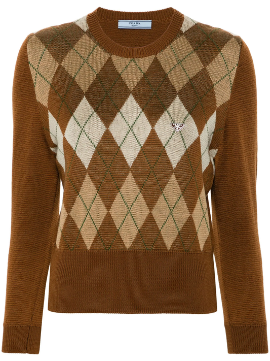 argyle-pattern sweater