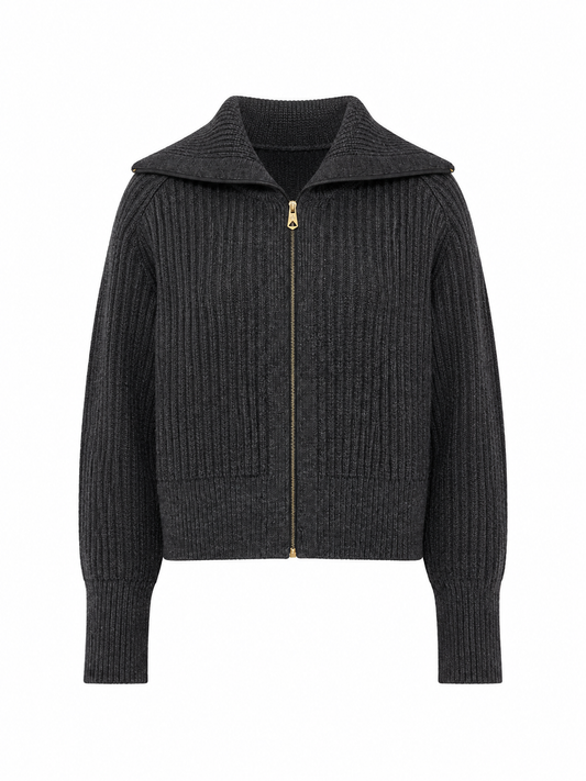 WOMENS KNITTED CARDI ZIP THRU