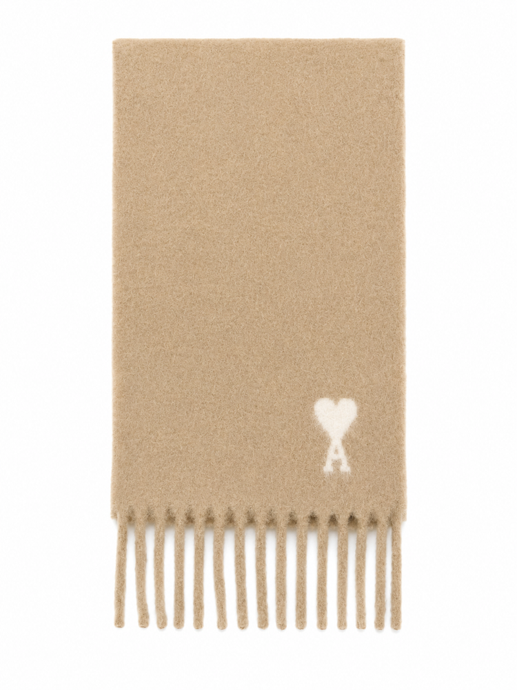 ALPAGA WOOL SCARF WITH OFF WHITE AMI DE COEUR JACQUARD SCARF