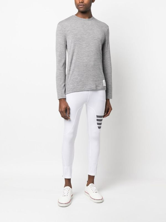 THOM BROWNE LONG SLEEVE TEE IN WOOL JERSEY W/ ENG 4 BAR