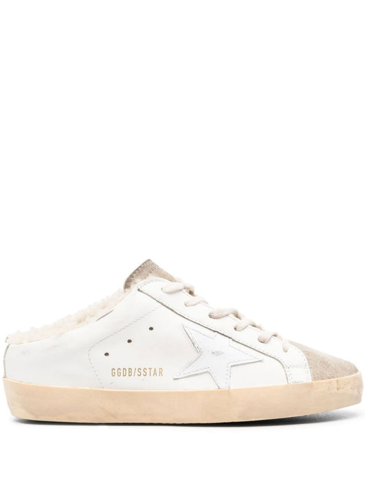 SUPER-STAR SABOT LEATHER UPPER SUEDE TOE SHINY LEATHER STAR SHEARLING LINING