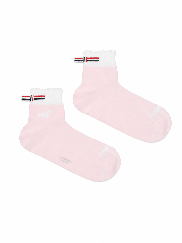 HECTOR INTARSIA POINTELLE STITCH CREW LENGTH SOCKS IN COTTON W/ SCALLOP EDGE
