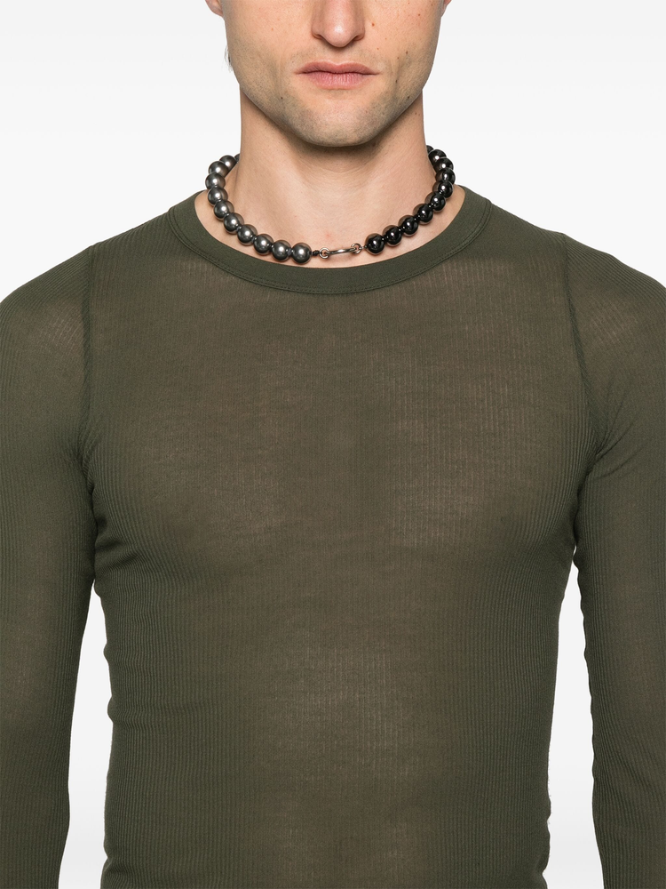 Rib fine-ribbed T-shirt