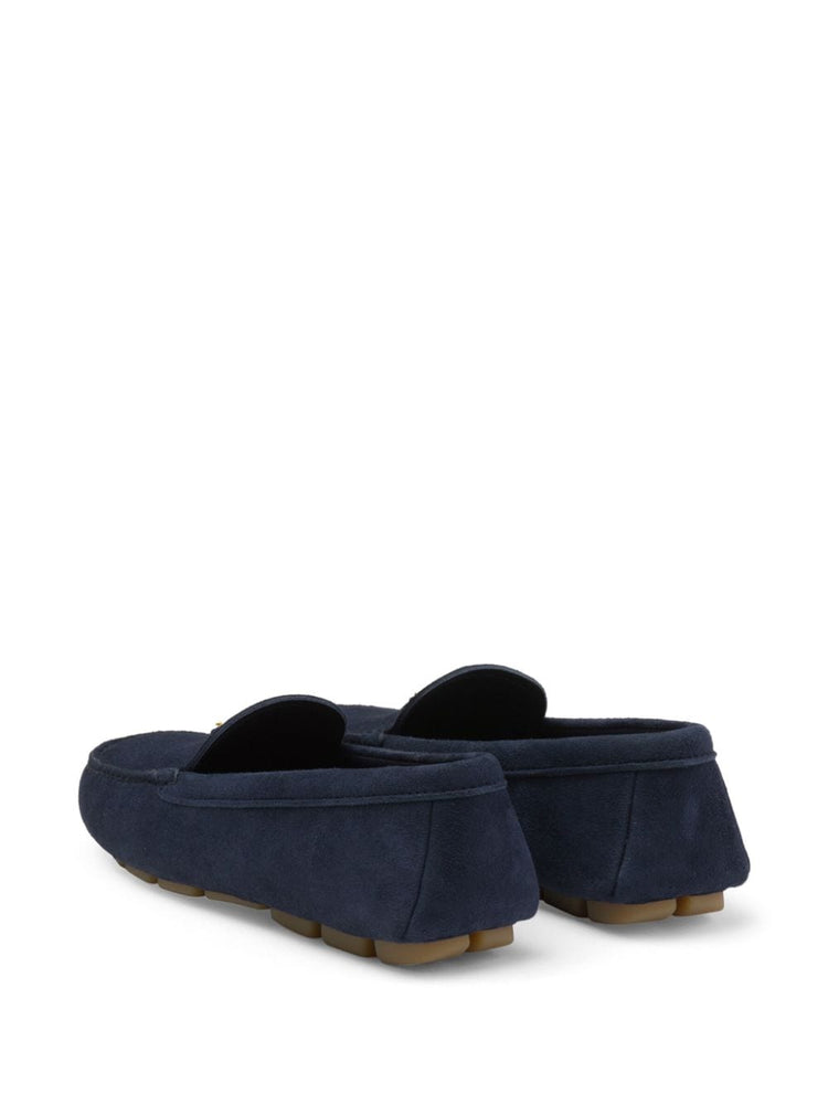 triangle-logo suede driving loafers