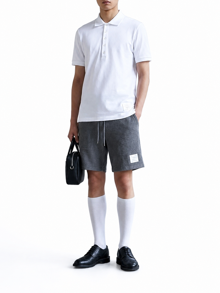 SHORT SLEEVE RIB CUFF POLO W/ ENGINEERED 4 BAR STRIPE IN CLASSIC PIQUE