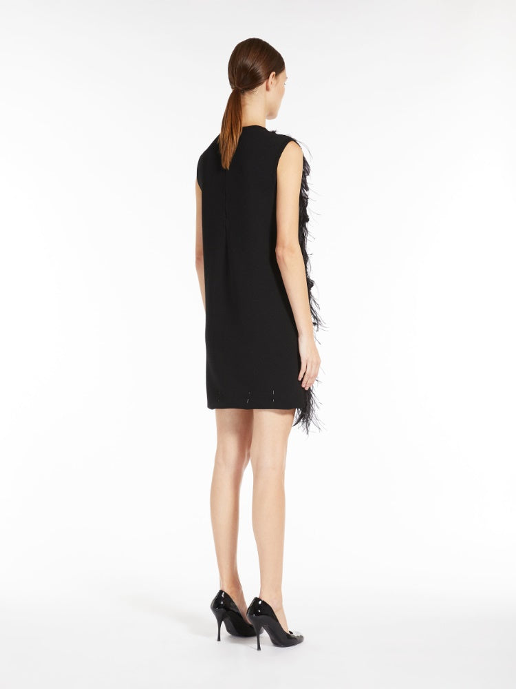 Seggio short dress with feathers