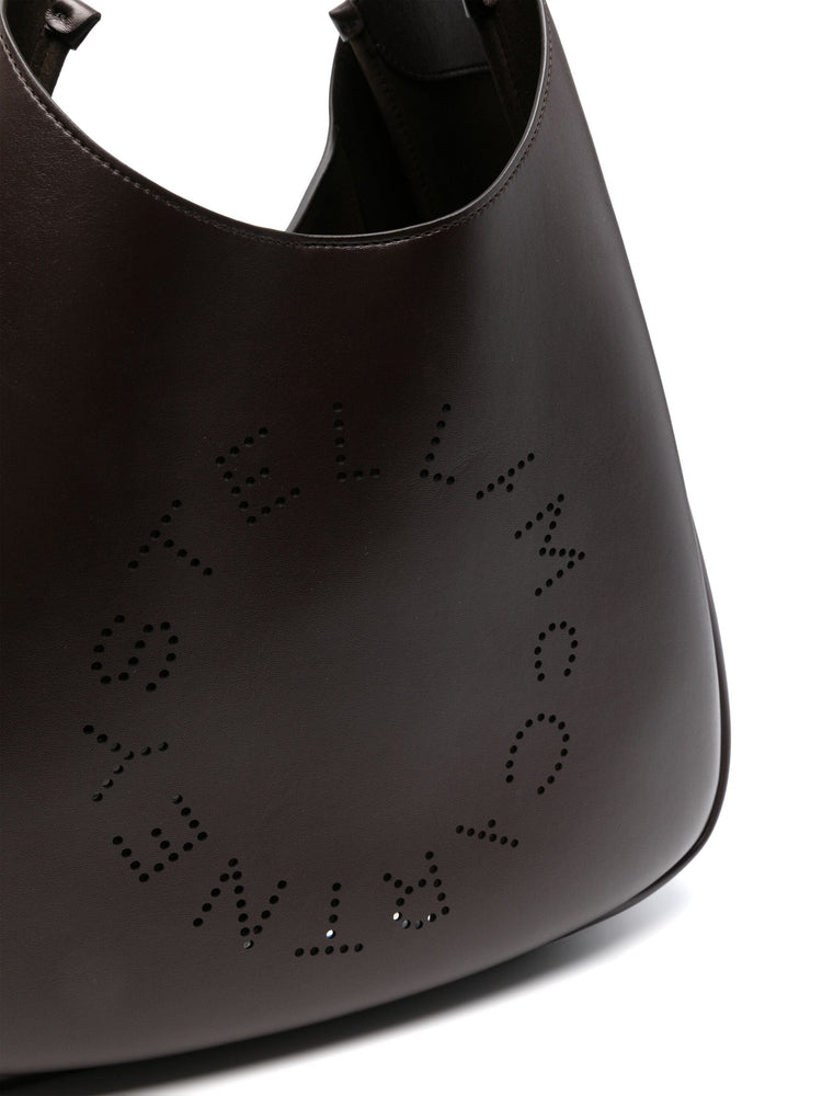 logo-perforated faux-leather tote bag