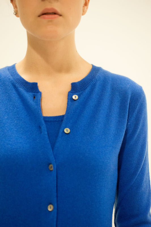 LA ROSE cardigan cashmere bluette