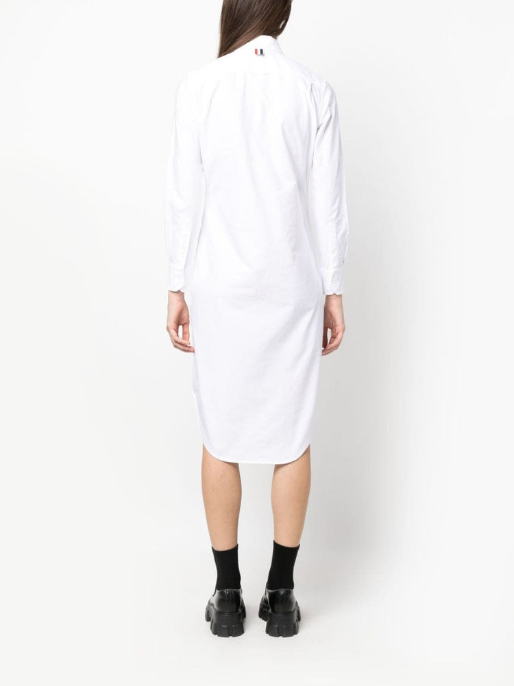 KNEE LENGTH POINT COLLAR SHIRTDRESS W/ RWB GROSGRAIN PLACKET IN OXFORD