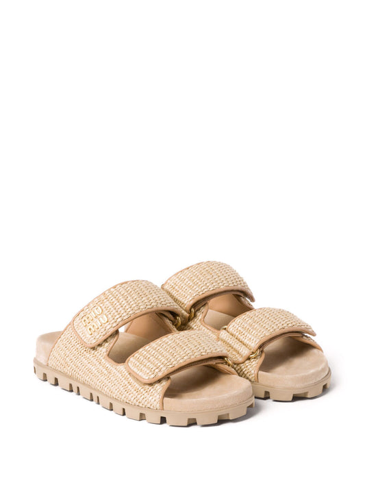 touch-strap raffia sandals