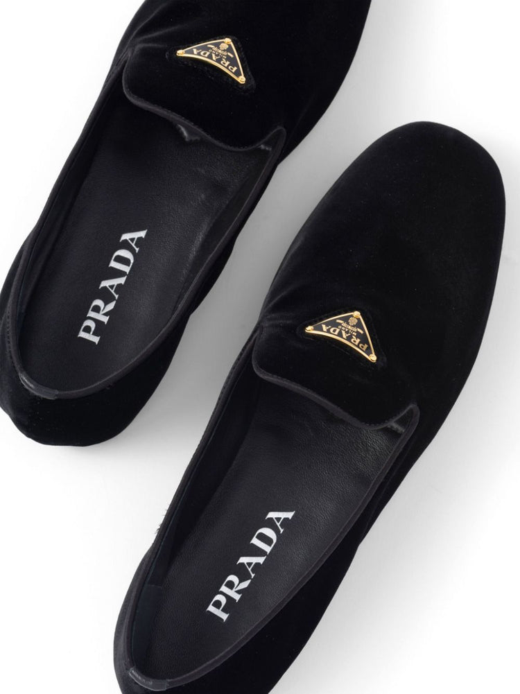 triangle-logo velvet loafers