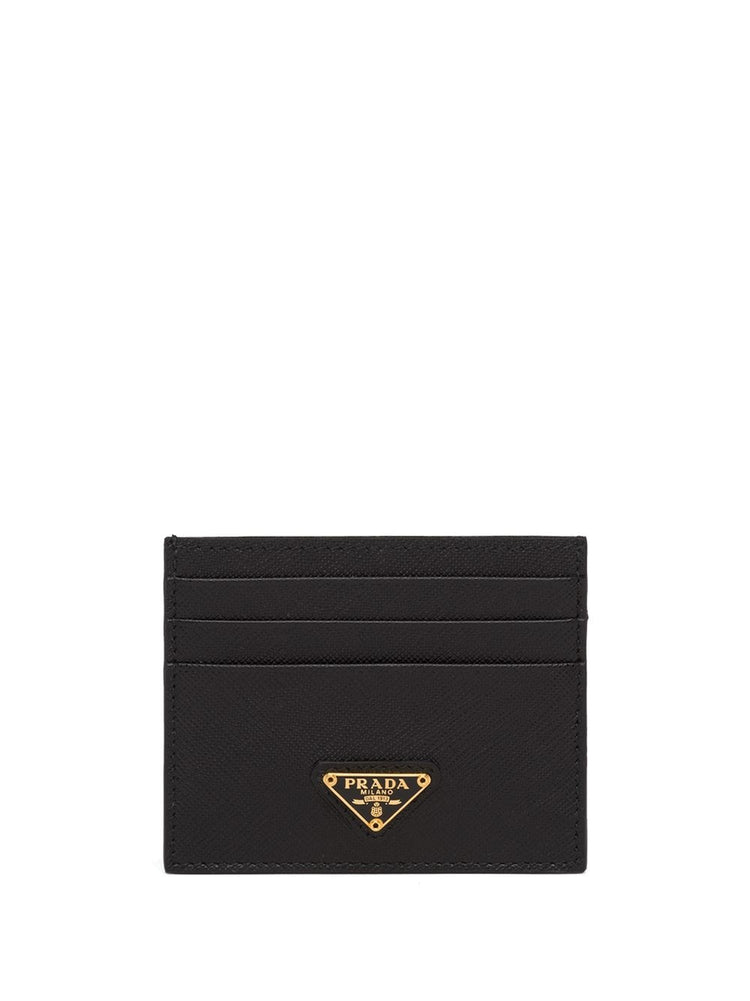 logo-plaque Saffiano leather cardholder