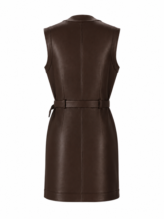 LA ROSE leather dress marrone