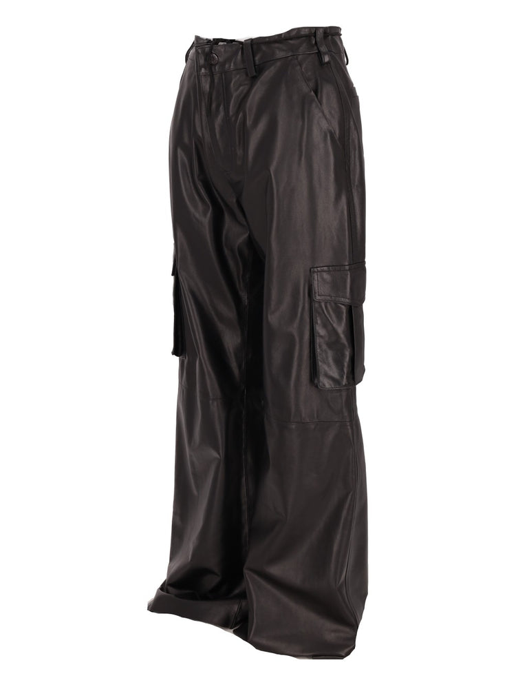 LA ROSE nappa leather cargo trousers