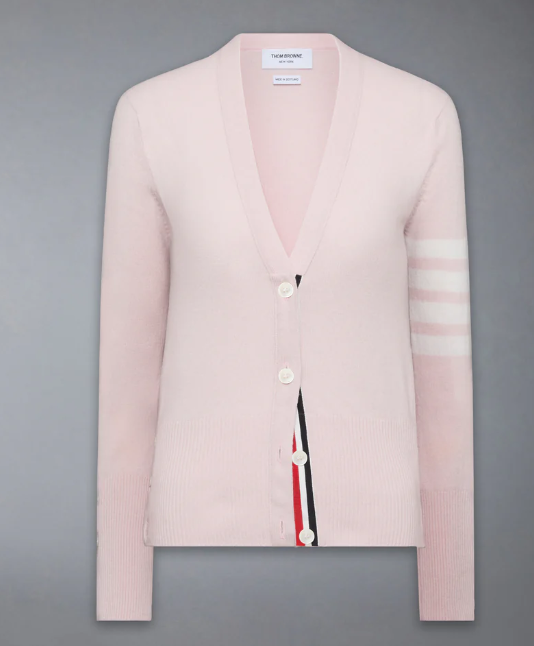 CLASSIC V-NECK CARDIGAN W/ 4 BAR IN CASHMERE