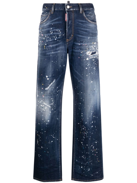 DSQUARED2 paint splatter-detail washed denim jeans