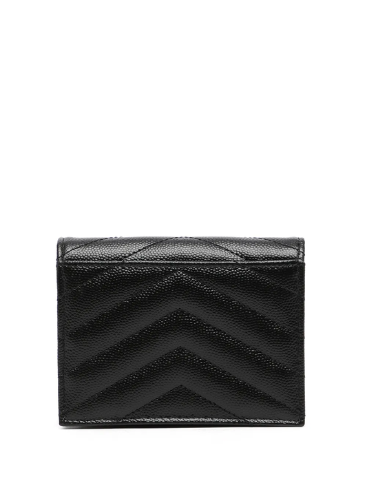 YSL pebbled logo plaque cardholder
